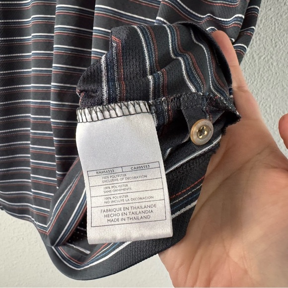 Nike Golf Fit Dry Striped Polo XXL Men's Black Shirt Breathable Mesh Button Neck - Picture 6 of 9